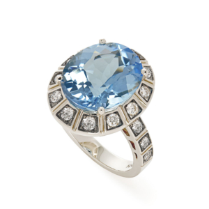 טבעת זהב אצילי, טופז כחול ויהלומים ARENA קטנה