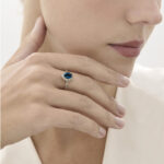 טבעת זהב אצילי, טופז כחול ויהלומים ARENA קטנה