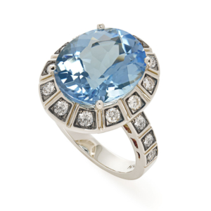 טבעת זהב אצילי, טופז כחול ויהלומים ARENA גדולה