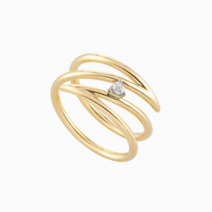 טבעת ספירלה קצרה SIMPLECHIC בזהב צהוב ויהלום