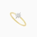 טבעת כוכב בזהב צהוב, זהב לבן ויהלום MYCOLLECTION