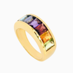 טבעת RAINBOW בזהב צהוב ואבני חן