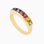 טבעת RAINBOW בזהב צהוב ואבני חן