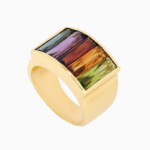 טבעת RAINBOW בזהב צהוב ואבני חן