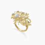 טבעת זהב צהוב, פנינה ויהלומים MAR DE VOLTAS