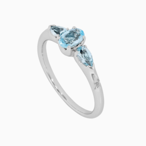 טבעת ORION קטנה בזהב לבן, טופז כחול ויהלום