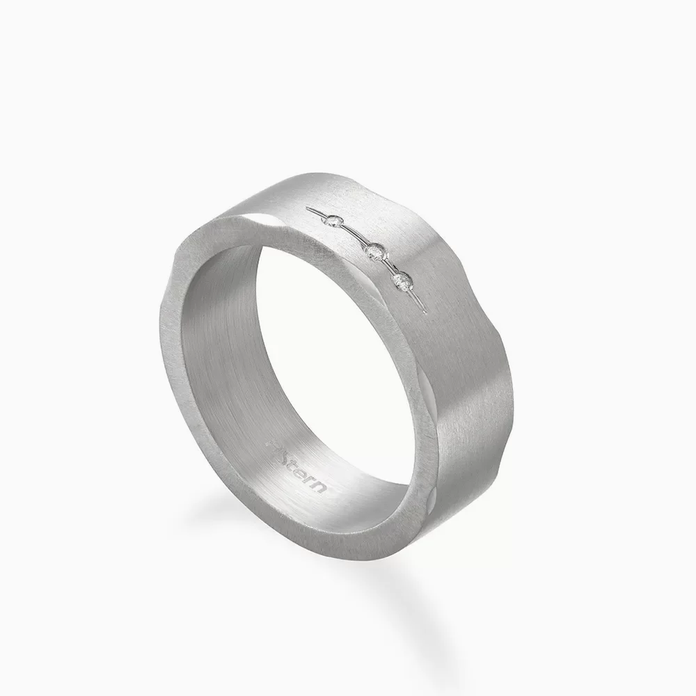 טבעת פלדת אל-חלד ויהלומים CODE – מידות גדולות