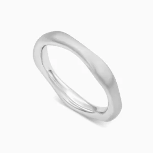 טבעת נישואין זהב לבן א-סימטרית