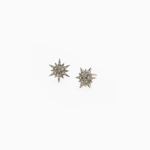 עגילי STARS קטנים בזהב אצילי ויהלומים בצבע קוניאק