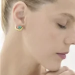 עגילי זהב צהוב ואמרלד METEOROS