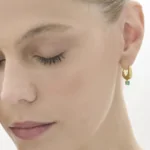 עגילי זהב צהוב ואמרלד METEOROS