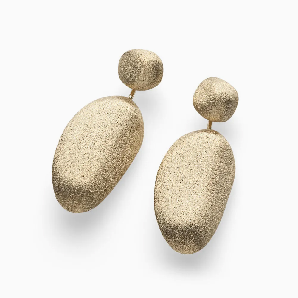 עגילי זהב צהוב Golden Stones גדולים