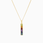 תליון RAINBOW גדול בזהב צהוב ואבני חן